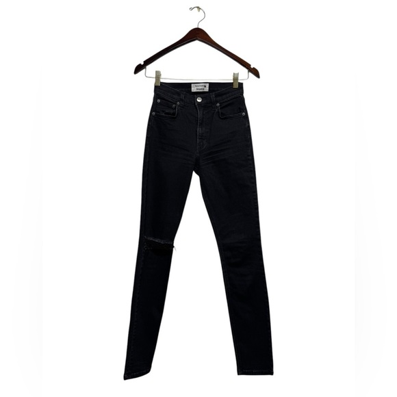 REFORMATION High & Skinny Jean Faded Black Destroyed 23 - Picture 3 of 9